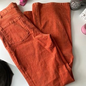 Forever 21 Orange Corduroy Flare Pants
